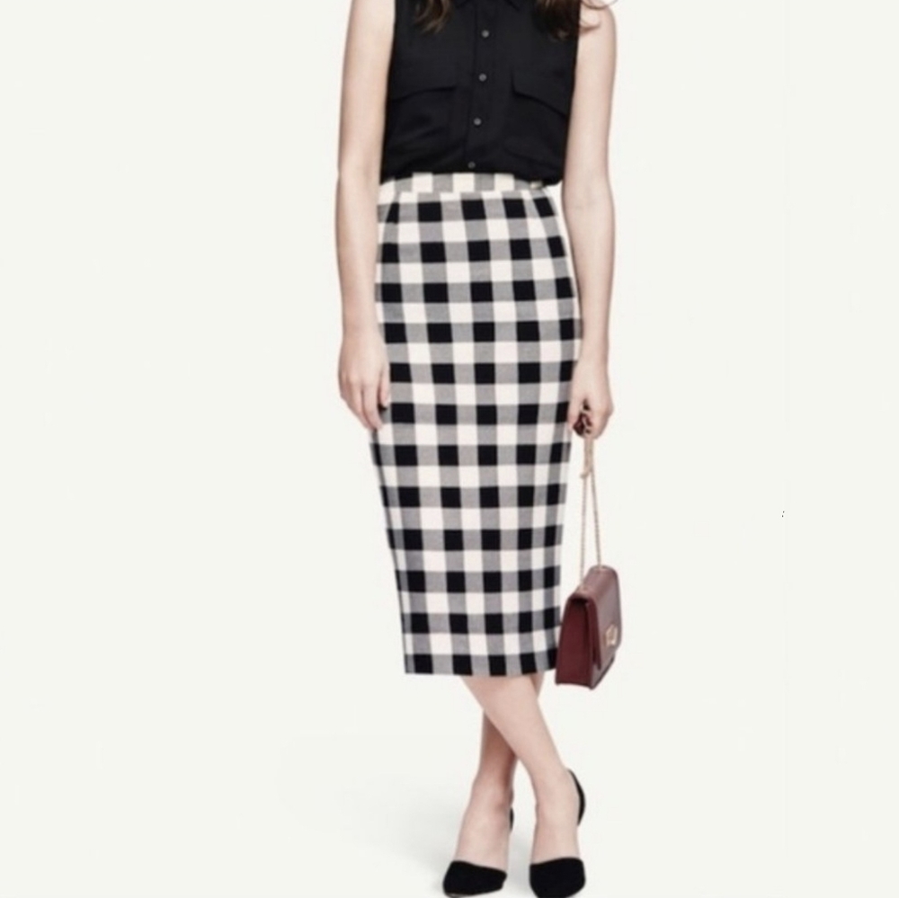 WHO WHAT WEAR Buffalo Plaid Midi Skirt